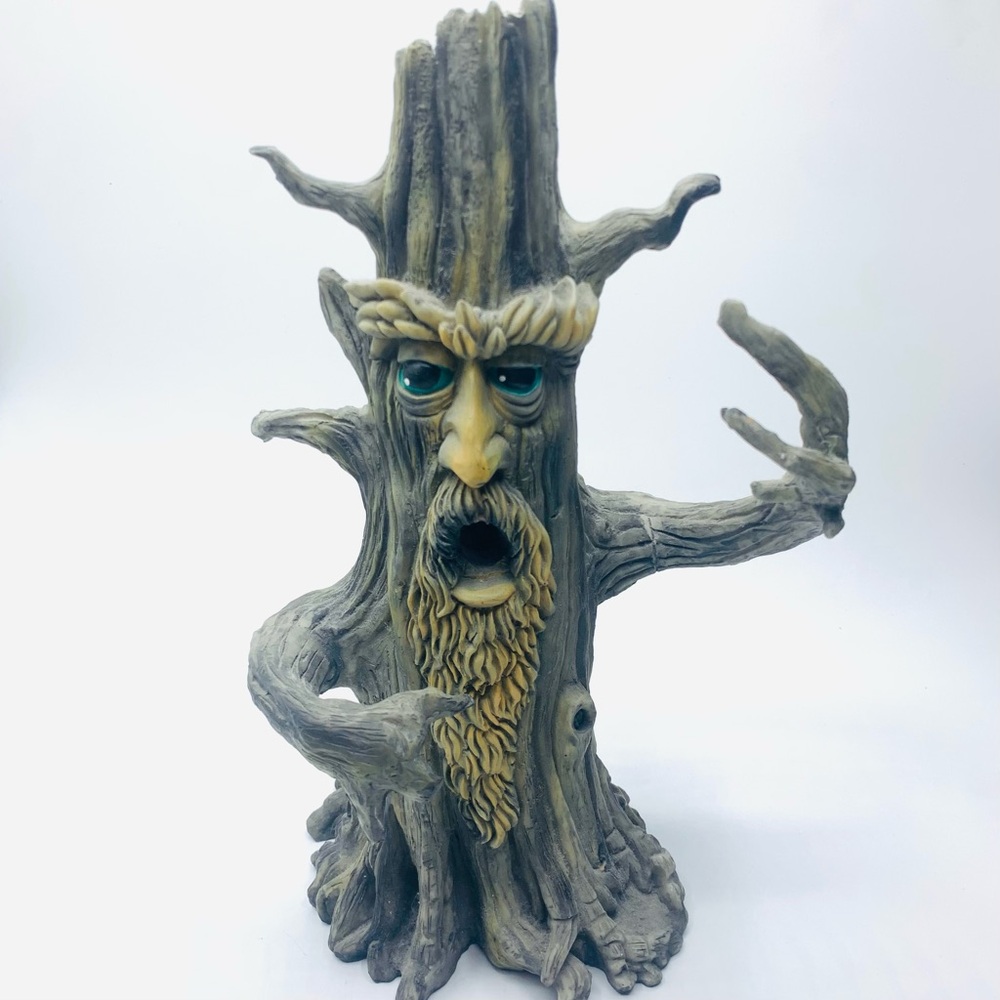 Tree Man Resin Incense Burner w Nesting Owl – Mystical Forest Decor Halloween